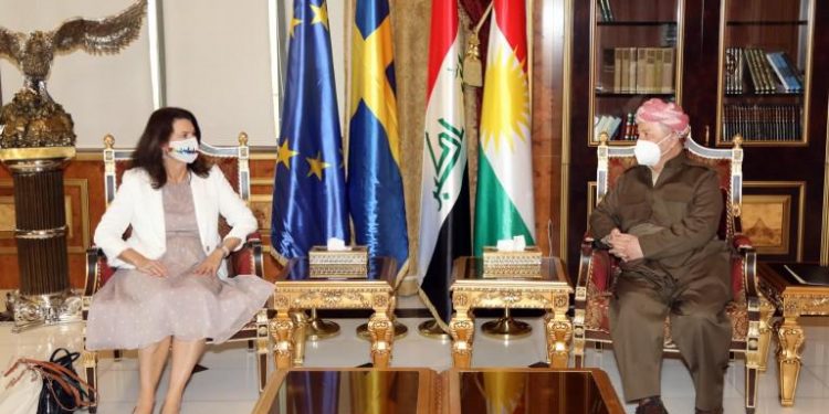 مسعود بارزاني يناقش مع وزيرة الخارجية السويدية قضايا المنطقة