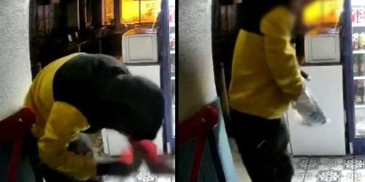 لص يقبل العلم التركي قبل أن يسرق!