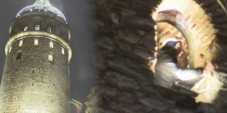 تضرر  برج غلاطة بسبب العاصفة