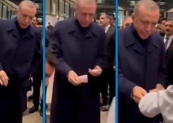 أردوغان يوزع 200 ليرة تركية في ألمانيا .. فيديو