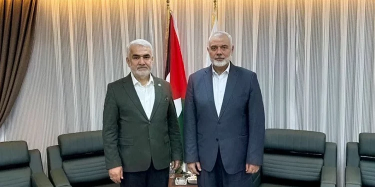 زعيم حزب هدى بار يلتقي رئيس حركة حماس