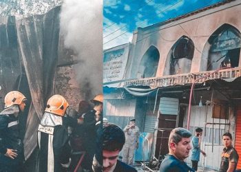 حريق يلتهم بازار قيصرية كركوك العثماني شمال العراق